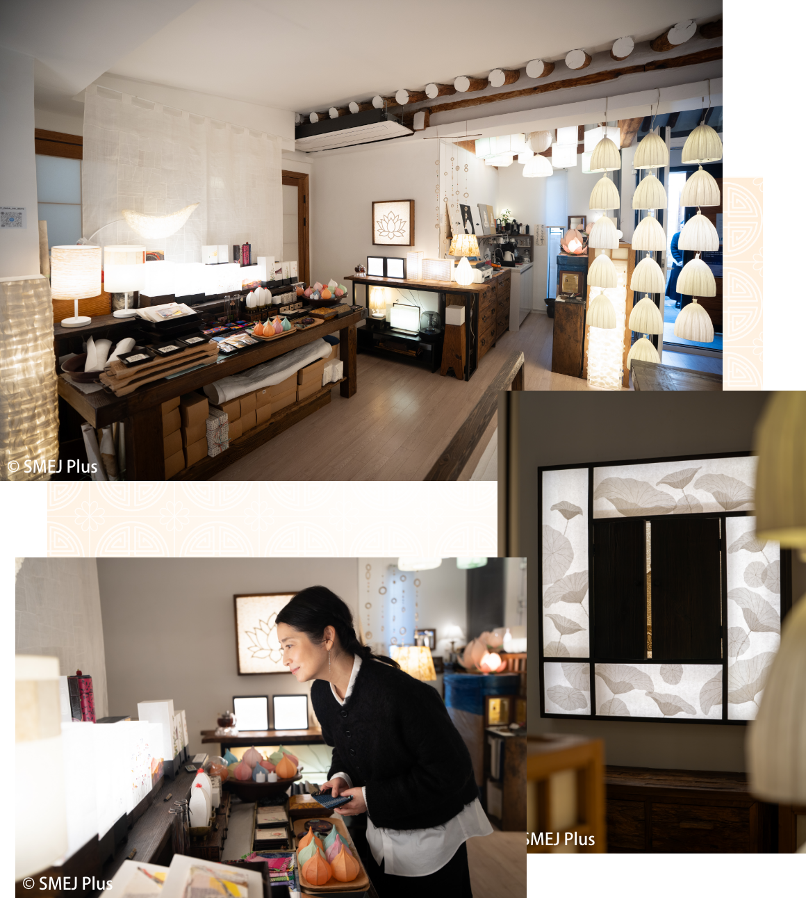 店内を見学する仙道敦子さんの写真