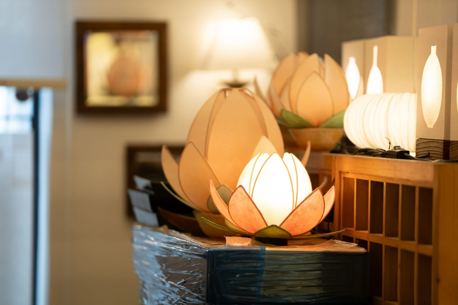 韓紙ランプの写真