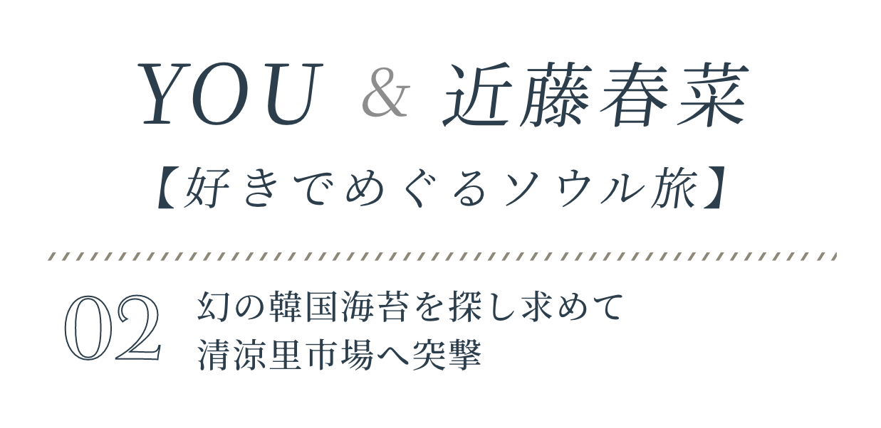 YOU&近藤春菜【好きでめぐるソウル旅】VOL.02幻の韓国海苔を探し求めて,清涼里市場へ突撃