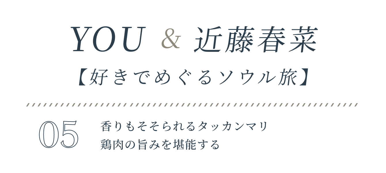 YOU&近藤春菜【好きでめぐるソウル旅】VOL.05香りもそそられるタッカンマリ鶏肉の旨みを堪能する