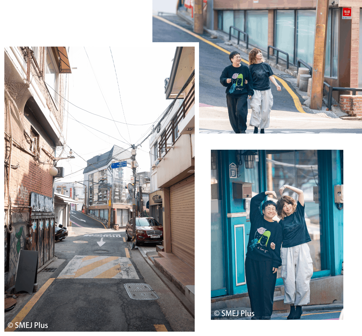 ソウルで街歩きを楽しむYOUさんと近藤春菜さんの写真
